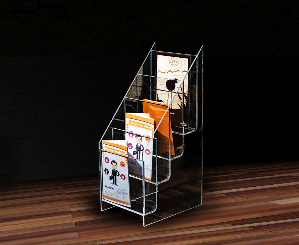 Folletero de torre de acrílico